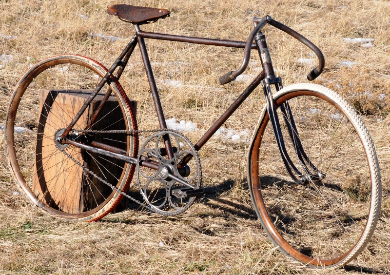 Antique Racycle Pacemaker Wood Wheel Bike with Spring Fork